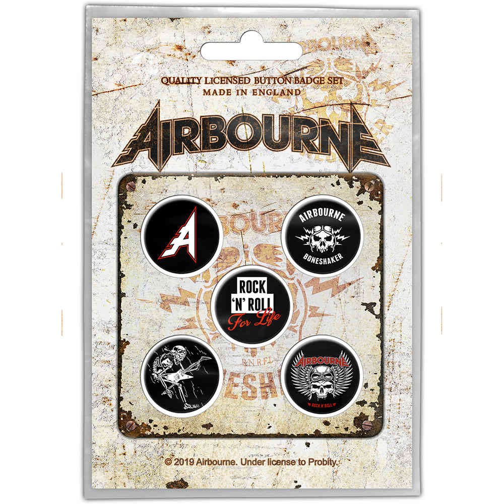 Airbourne - Boneshaker Badge/button - Set van 5 - Multicolours